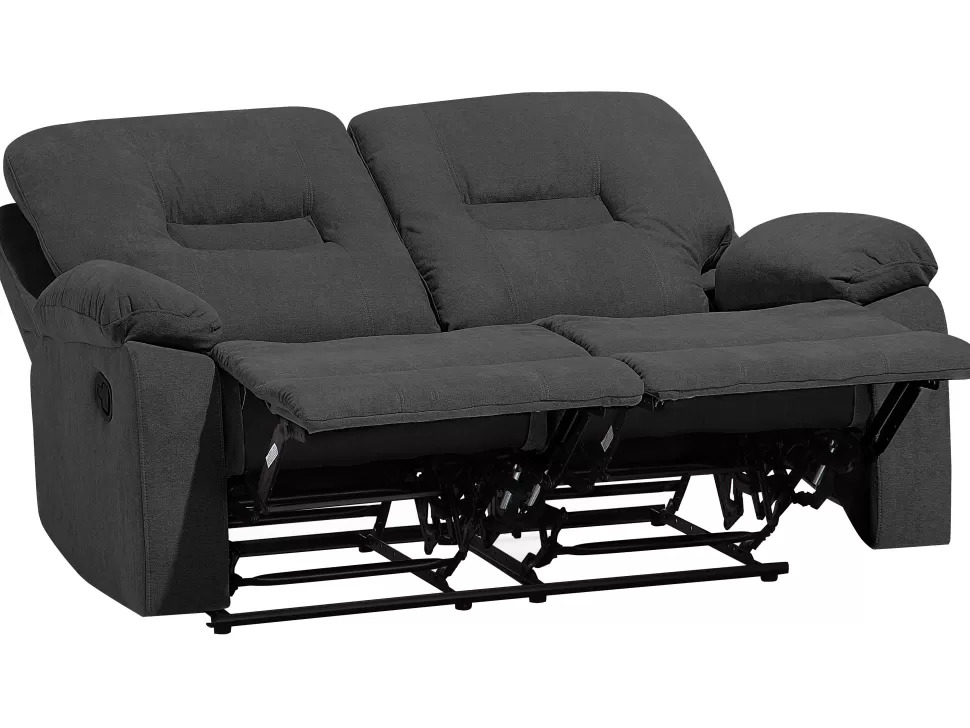 Sofas>Beliani 2 Seater Fabric Manual Recliner Sofa Grey Bergen