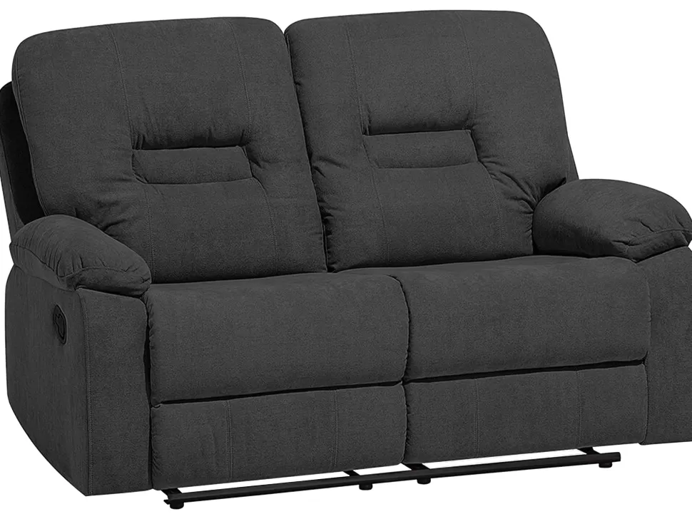 Sofas>Beliani 2 Seater Fabric Manual Recliner Sofa Grey Bergen