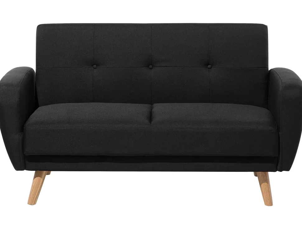 Cheap Beliani 2 Seater Fabric Sofa Bed Black Florli