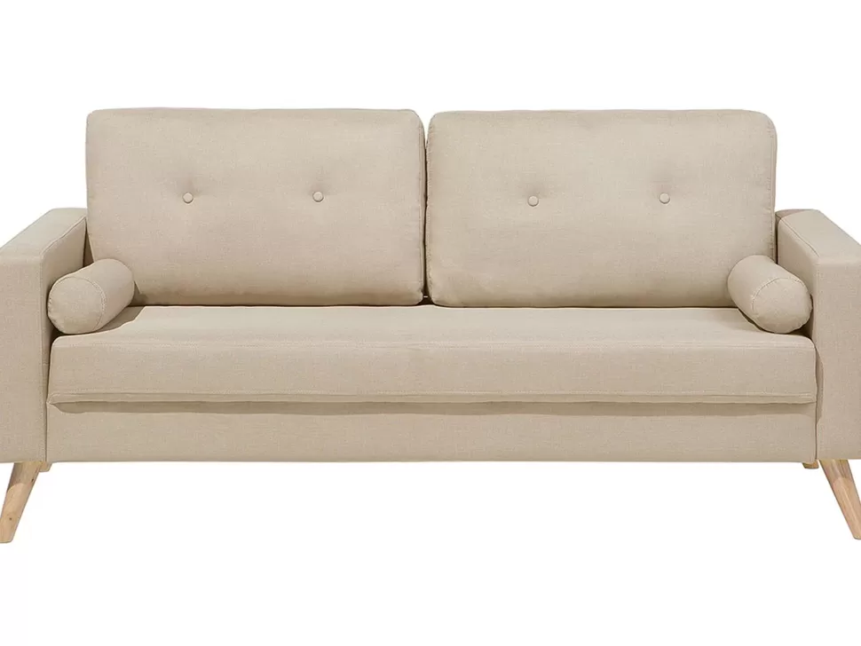 Sofas>Beliani 2 Seater Fabric Sofa Beige Kalmar