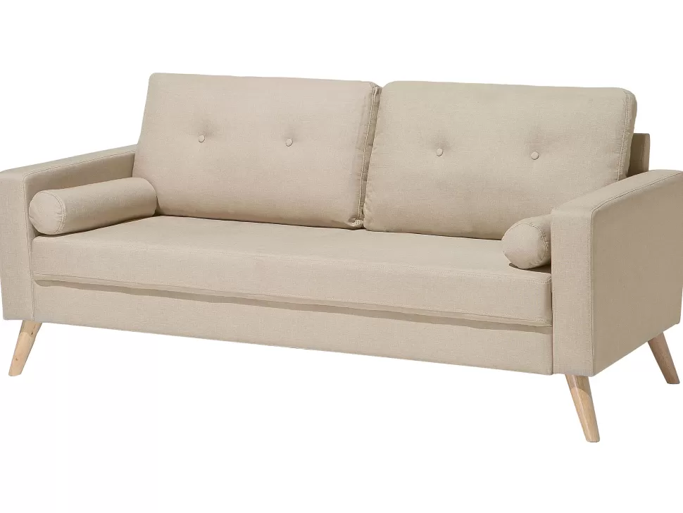 Sofas>Beliani 2 Seater Fabric Sofa Beige Kalmar