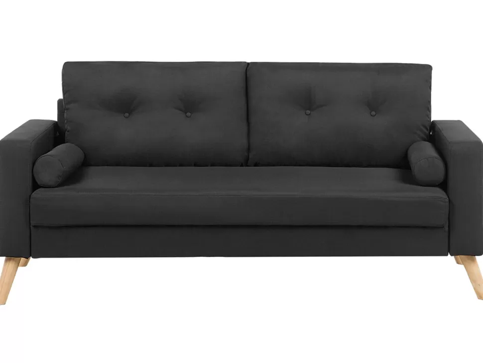 Sofas>Beliani 2 Seater Fabric Sofa Black Kalmar