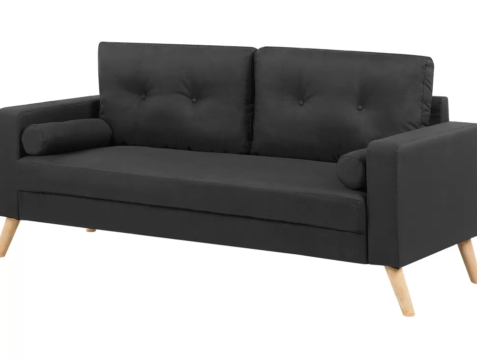 Sofas>Beliani 2 Seater Fabric Sofa Black Kalmar