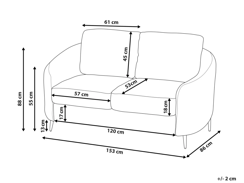 Sofas>Beliani 2 Seater Fabric Sofa Green Trosa