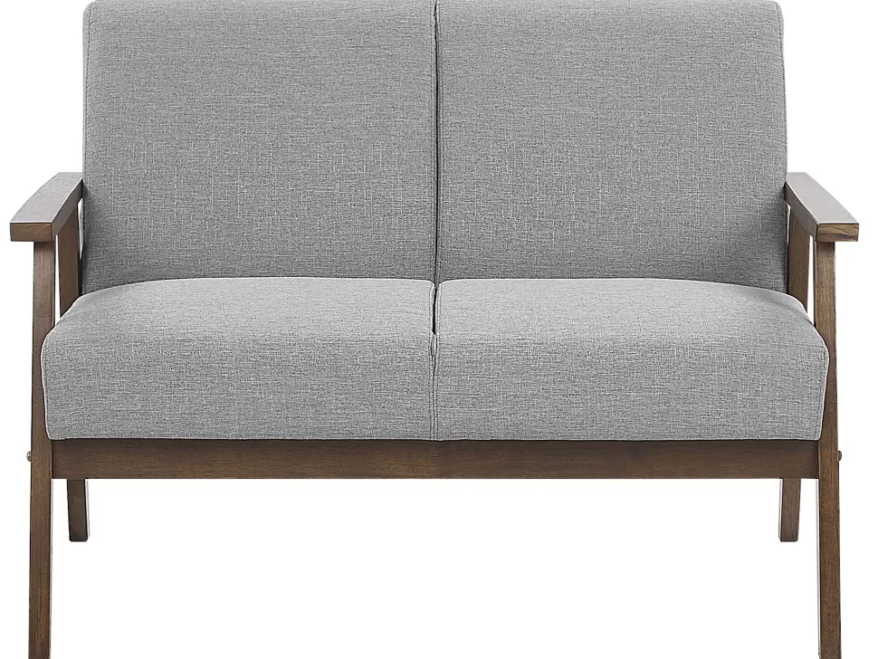 Cheap Beliani 2 Seater Fabric Sofa Grey Asnes