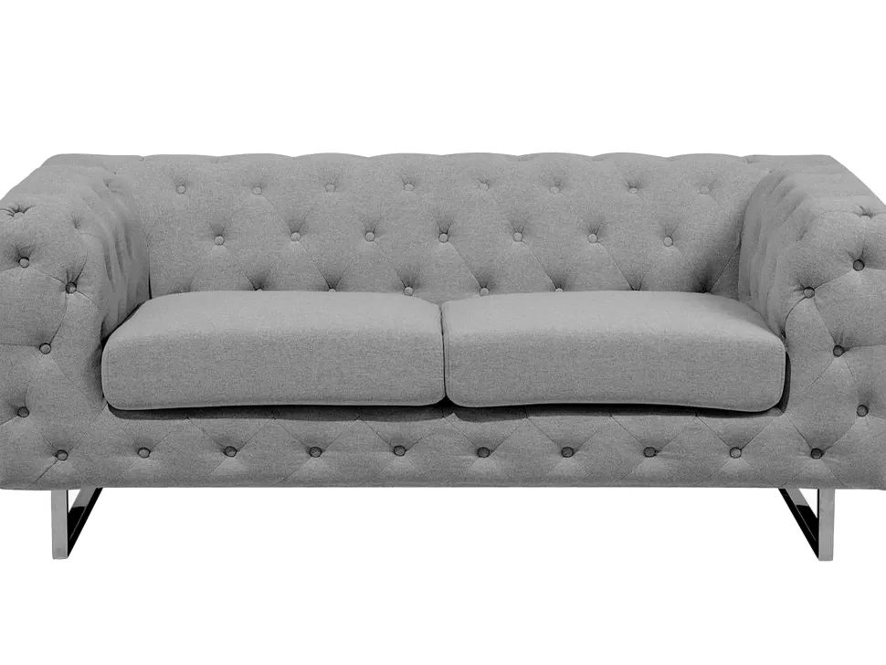 Online Beliani 2 Seater Fabric Sofa Grey Vissland