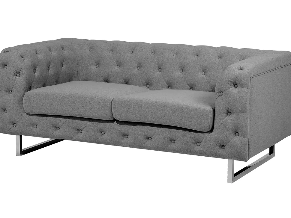 Online Beliani 2 Seater Fabric Sofa Grey Vissland