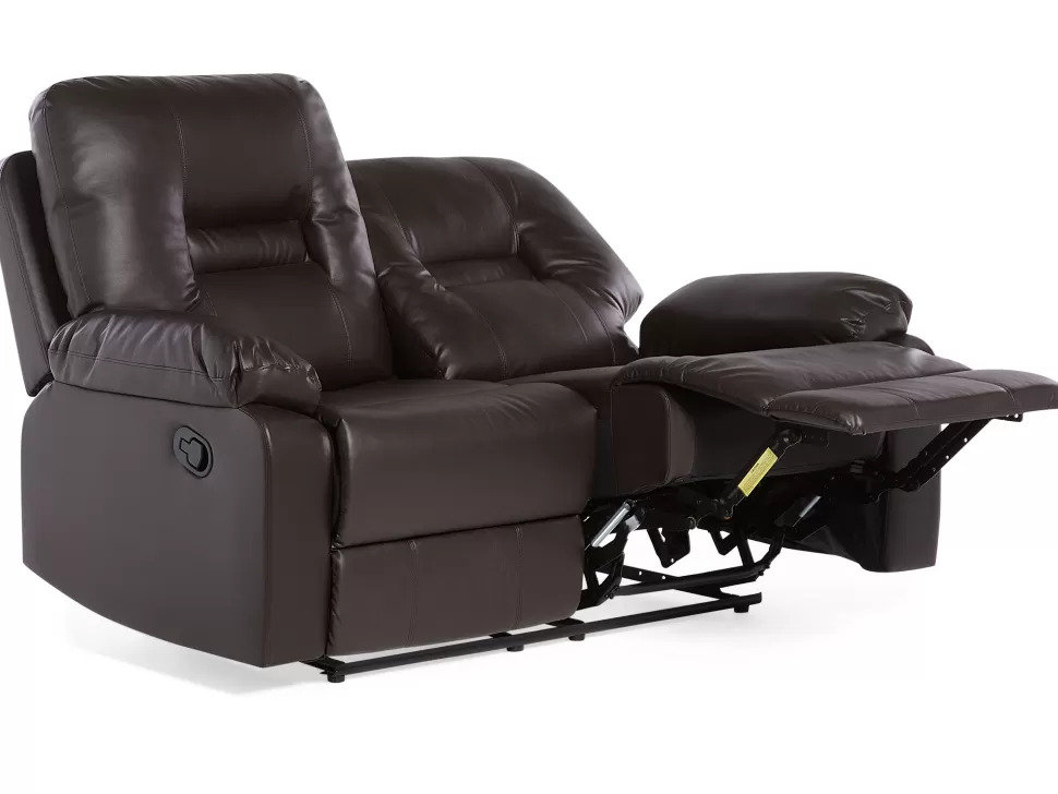 Sofas>Beliani 2 Seater Faux Leather Manual Recliner Sofa Brown Bergen