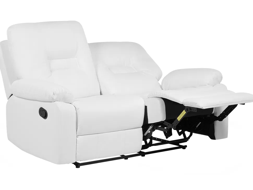 Flash Sale Beliani 2 Seater Faux Leather Manual Recliner Sofa White Bergen