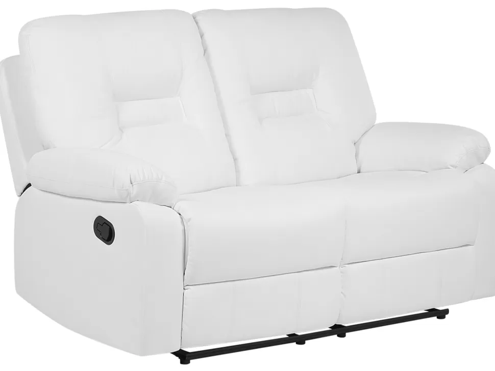 Flash Sale Beliani 2 Seater Faux Leather Manual Recliner Sofa White Bergen