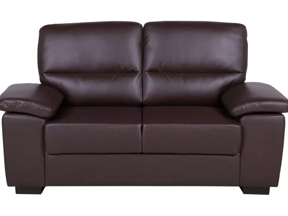 Hot Beliani 2 Seater Faux Leather Sofa Brown Vogar