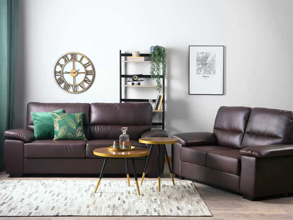 Hot Beliani 2 Seater Faux Leather Sofa Brown Vogar