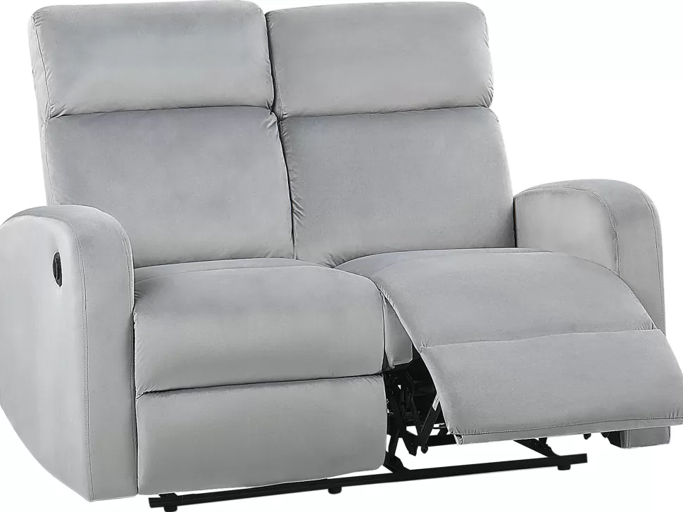 Sofas>Beliani 2 Seater Velvet Electric Recliner Sofa Light Grey Verdal