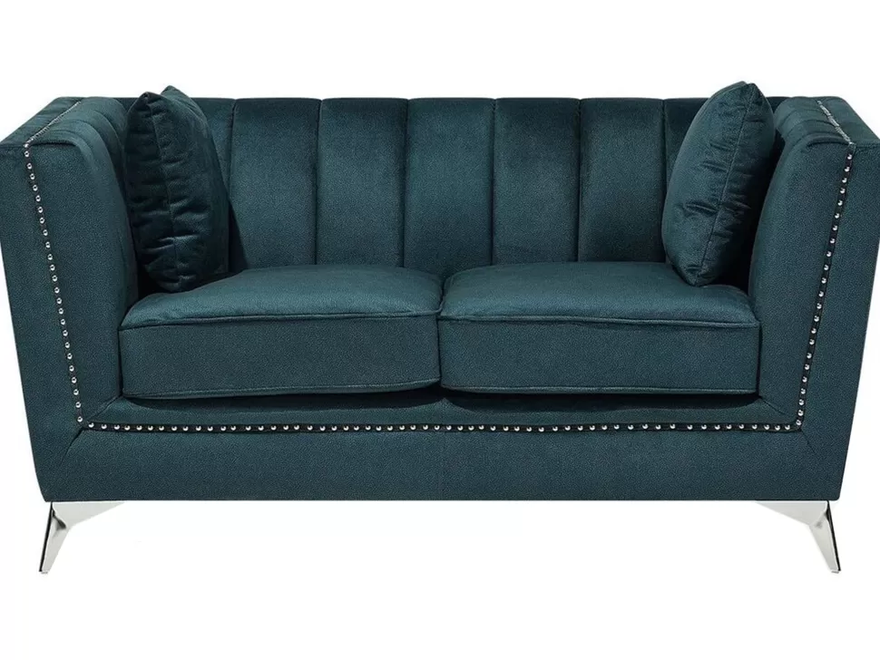 Online Beliani 2 Seater Velvet Fabric Sofa Teal Gaula