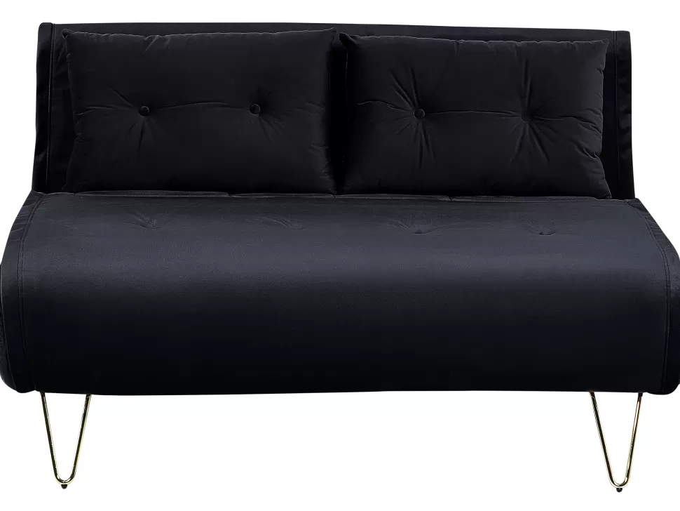 Best Beliani 2 Seater Velvet Sofa Bed Black Vestfold