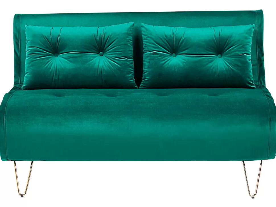 Flash Sale Beliani 2 Seater Velvet Sofa Bed Dark Green Vestfold