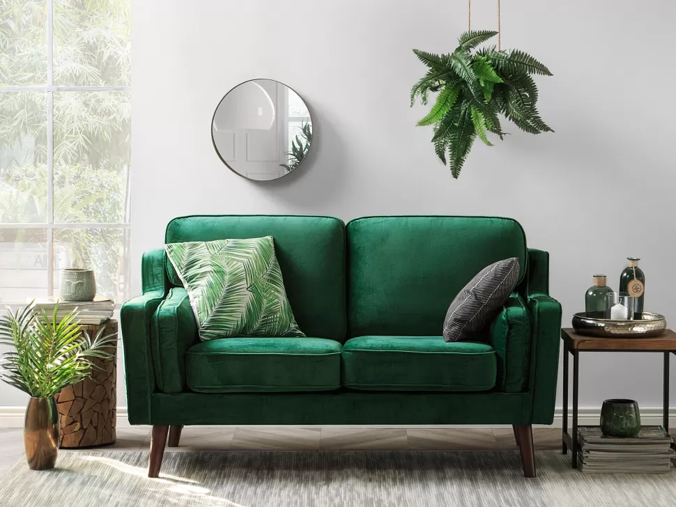 Sofas>Beliani 2 Seater Velvet Sofa Green Lokka