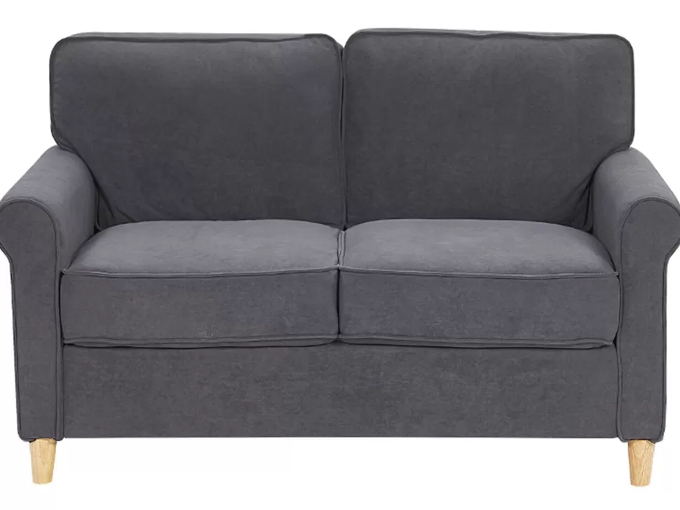 Sofas>Beliani 2 Seater Velvet Sofa Grey Ronneby