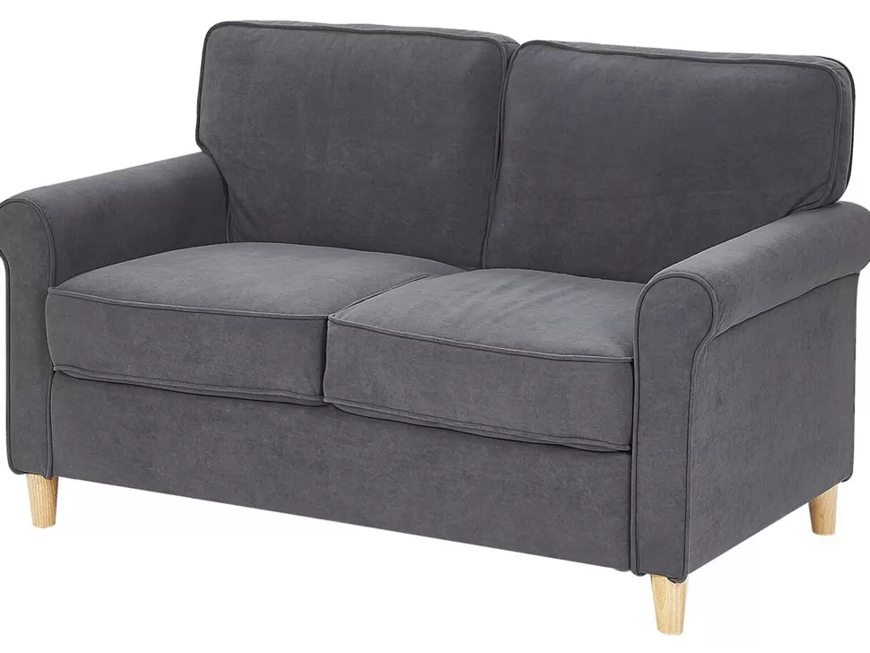 Sofas>Beliani 2 Seater Velvet Sofa Grey Ronneby