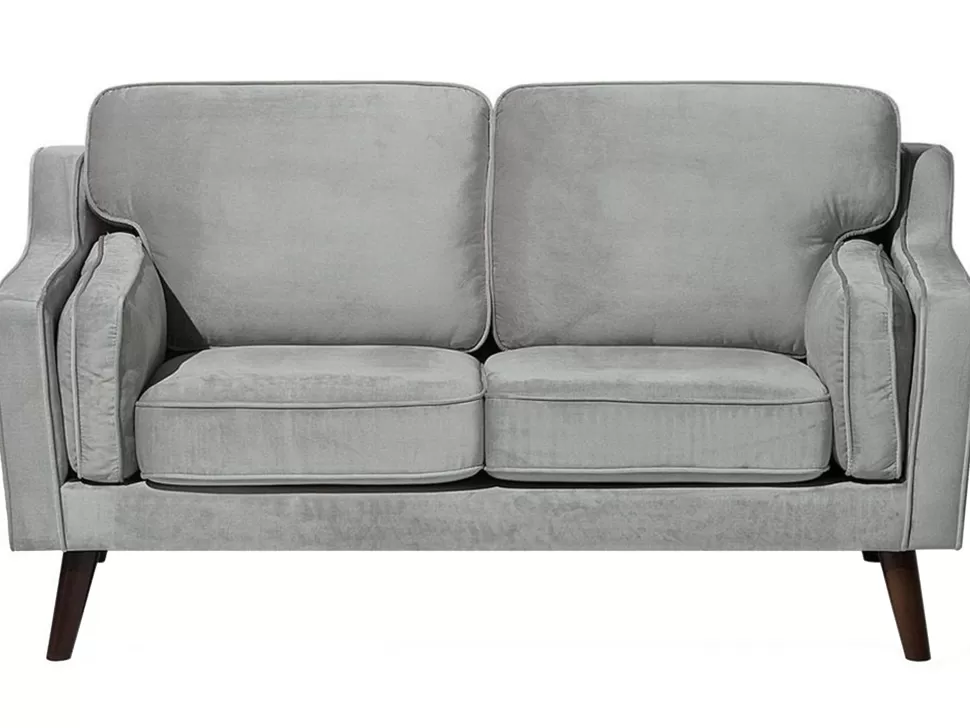 Flash Sale Beliani 2 Seater Velvet Sofa Light Grey Lokka