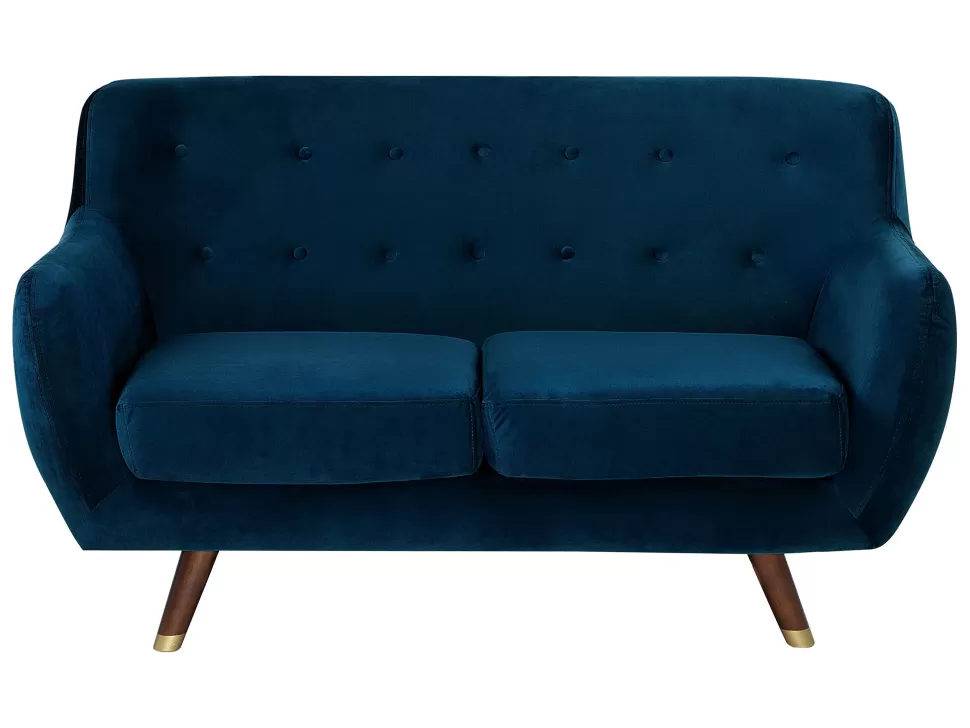 Online Beliani 2 Seater Velvet Sofa Navy Blue Bodo