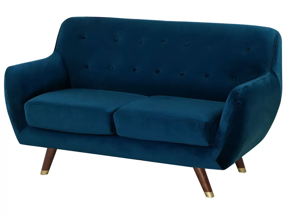 Online Beliani 2 Seater Velvet Sofa Navy Blue Bodo