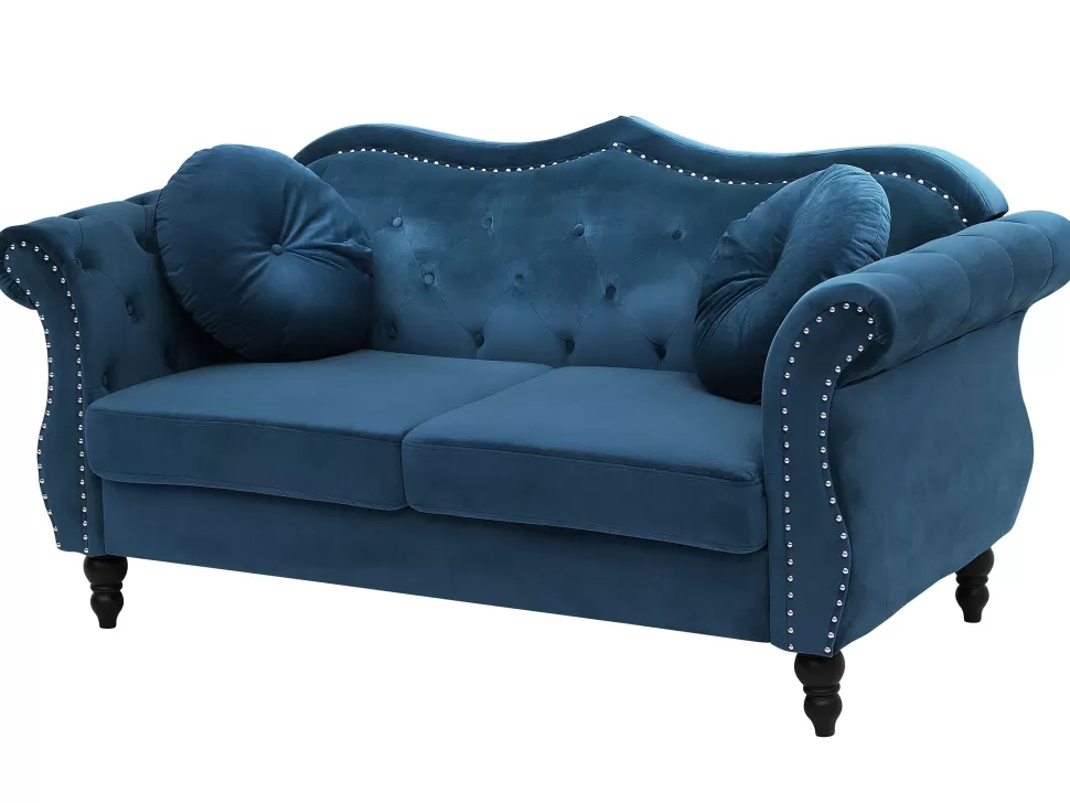 Sofas>Beliani 2 Seater Velvet Sofa Navy Blue Skien