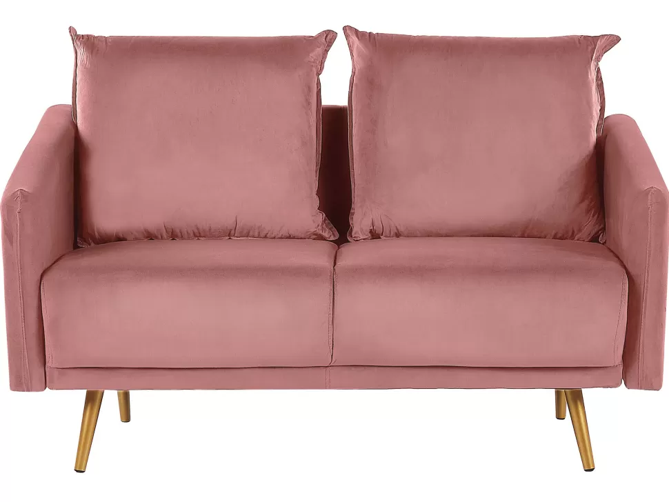 Cheap Beliani 2 Seater Velvet Sofa Pink Maura