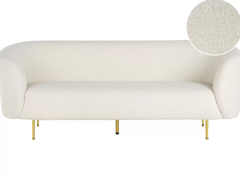 Sofas>Beliani 3 Seater Boucle Sofa White Loen