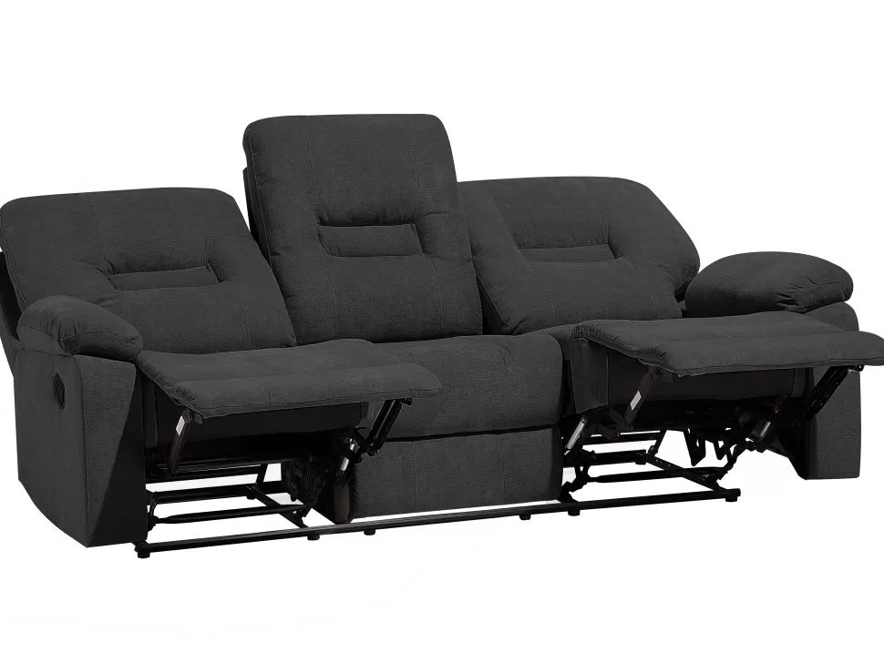 Online Beliani 3 Seater Fabric Manual Recliner Sofa Grey Bergen