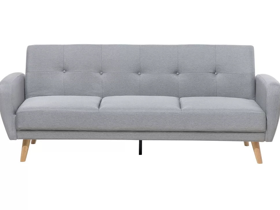 Shop Beliani 3 Seater Fabric Sofa Bed Grey Florli