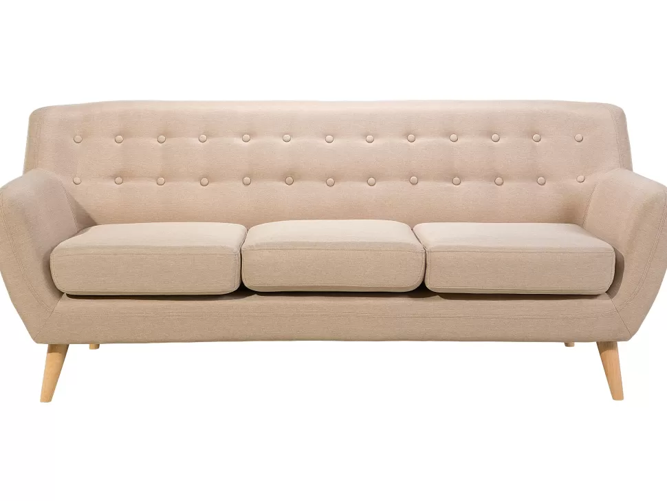 Sofas>Beliani 3 Seater Fabric Sofa Beige Motala