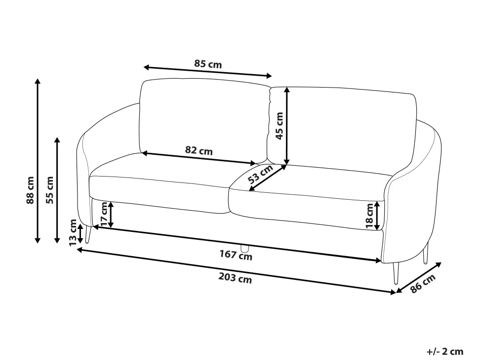 Sofas>Beliani 3 Seater Fabric Sofa Green Trosa