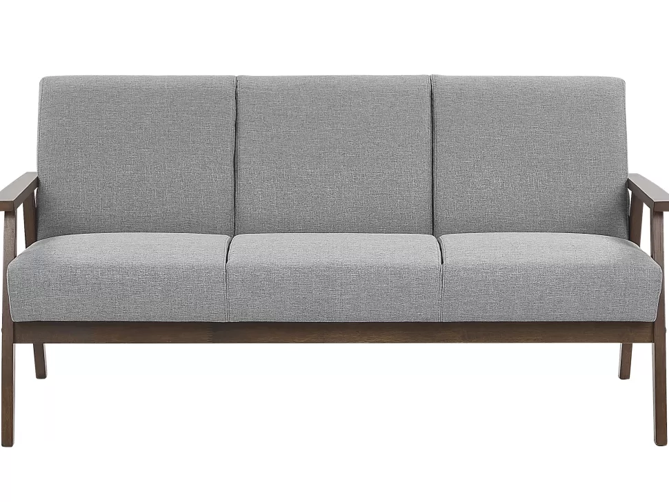 Sofas>Beliani 3 Seater Fabric Sofa Grey Asnes