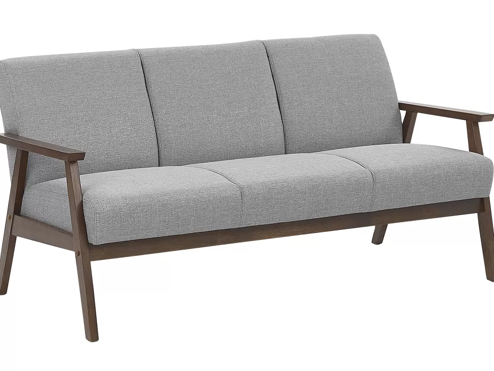 Sofas>Beliani 3 Seater Fabric Sofa Grey Asnes