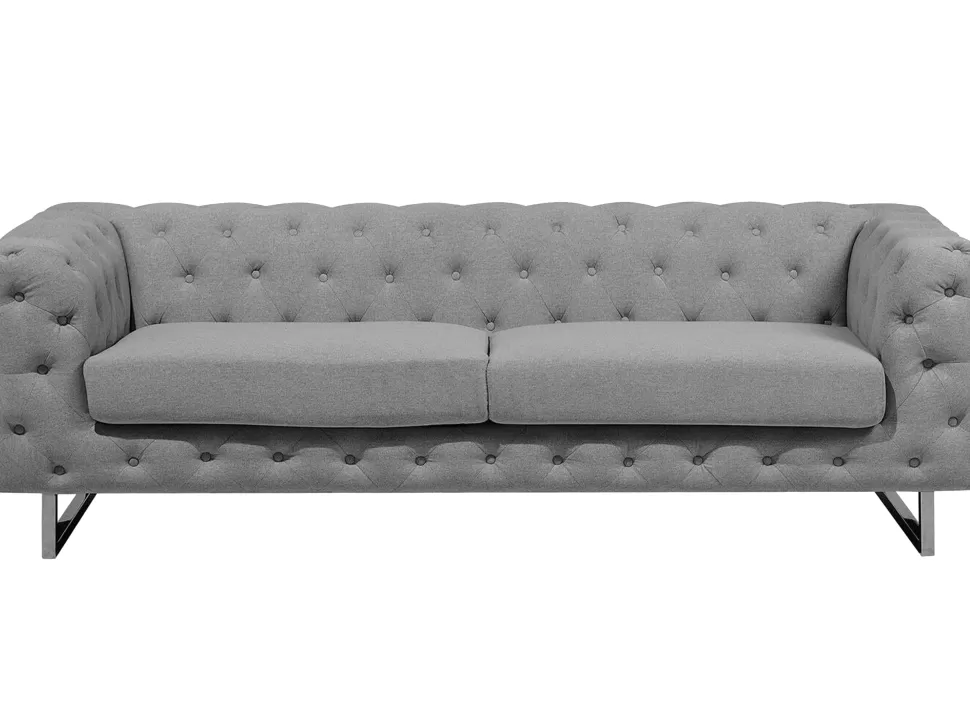 Sofas>Beliani 3 Seater Fabric Sofa Grey Vissland