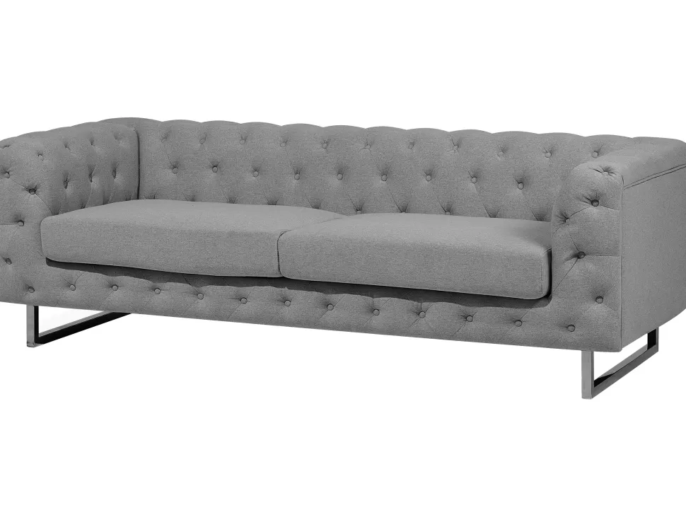 Sofas>Beliani 3 Seater Fabric Sofa Grey Vissland