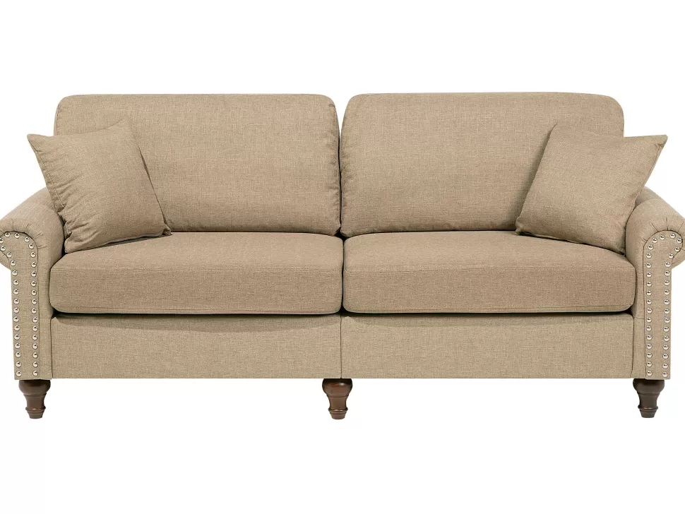 Sofas>Beliani 3 Seater Fabric Sofa Sand Beige Otra