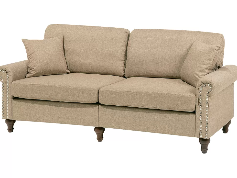 Sofas>Beliani 3 Seater Fabric Sofa Sand Beige Otra