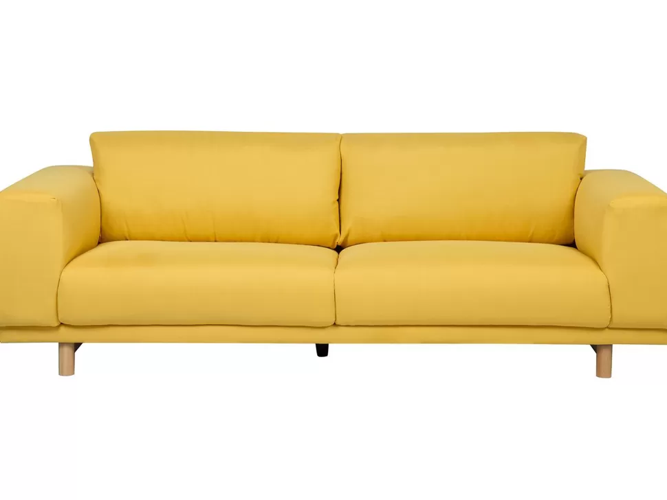 Clearance Beliani 3 Seater Fabric Sofa Yellow Nivala