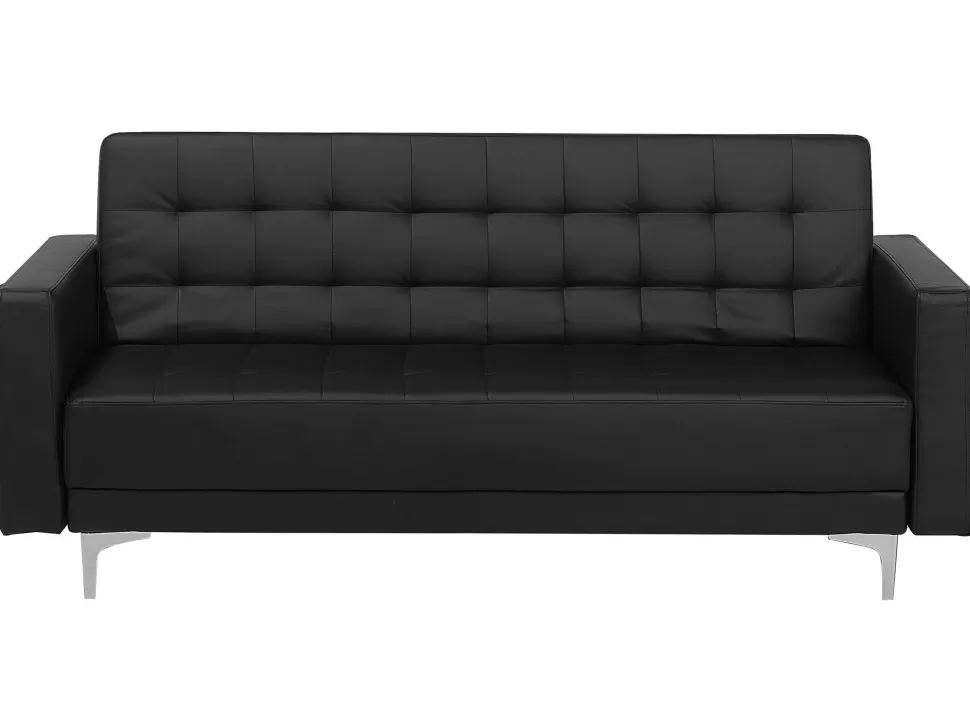 Shop Beliani 3 Seater Faux Leather Sofa Bed Black Aberdeen