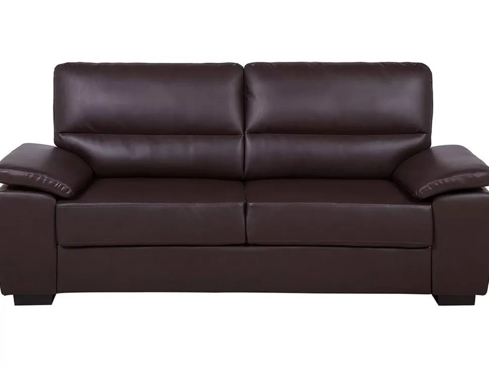 Outlet Beliani 3 Seater Faux Leather Sofa Brown Vogar