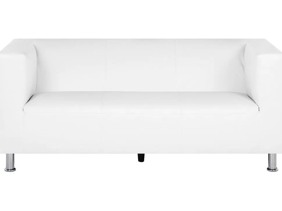 Sofas>Beliani 3 Seater Faux Leather Sofa White Floro