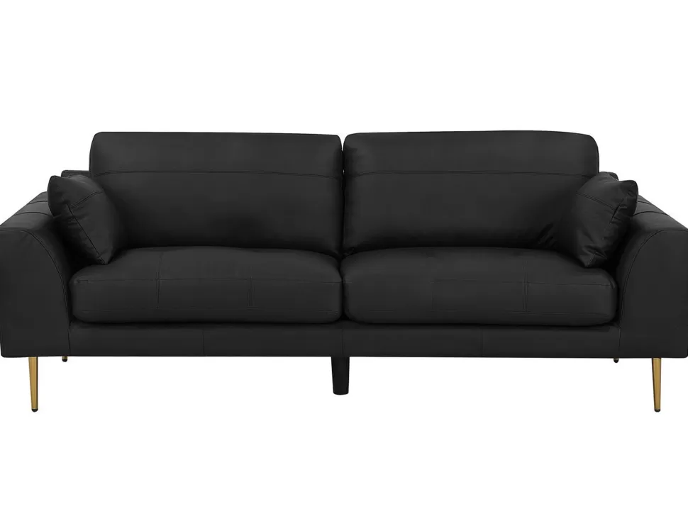 Sofas>Beliani 3 Seater Leather Sofa Black Torget