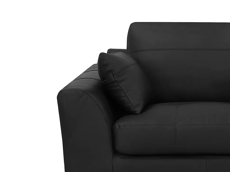 Sofas>Beliani 3 Seater Leather Sofa Black Torget