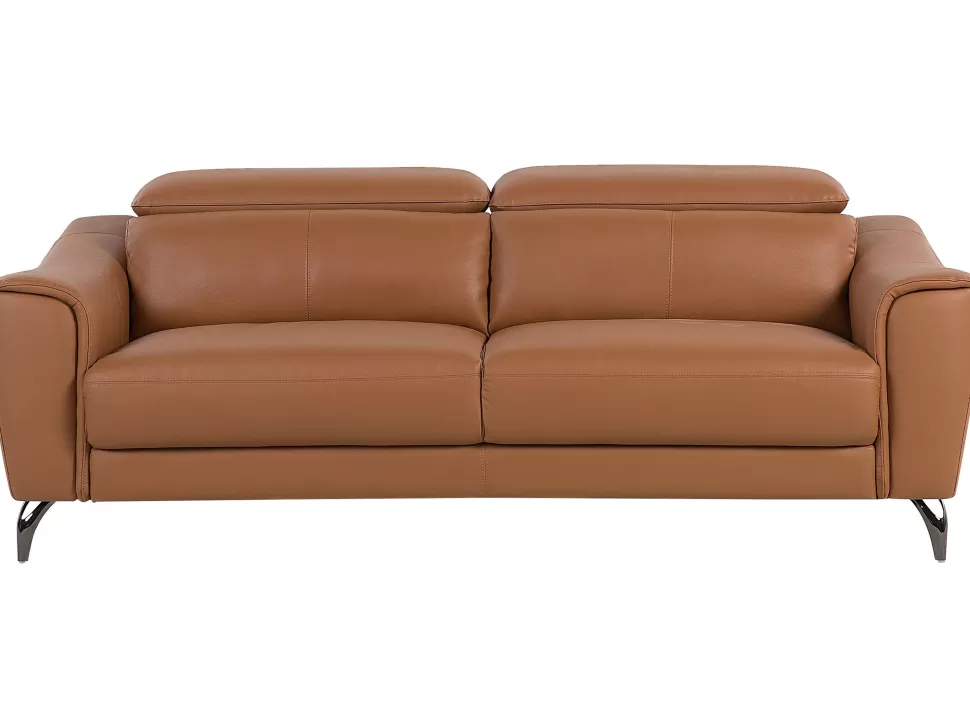 Flash Sale Beliani 3 Seater Leather Sofa Golden Brown Narwik