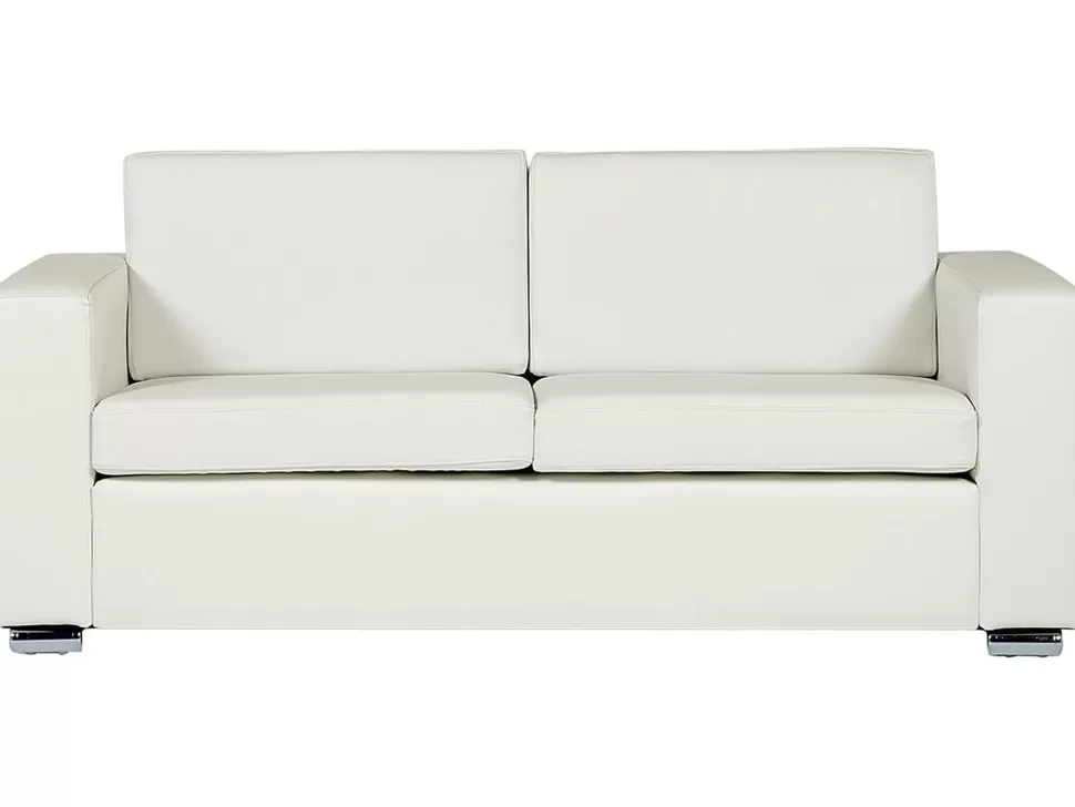 Sofas>Beliani 3 Seater Leather Sofa White Helsinki