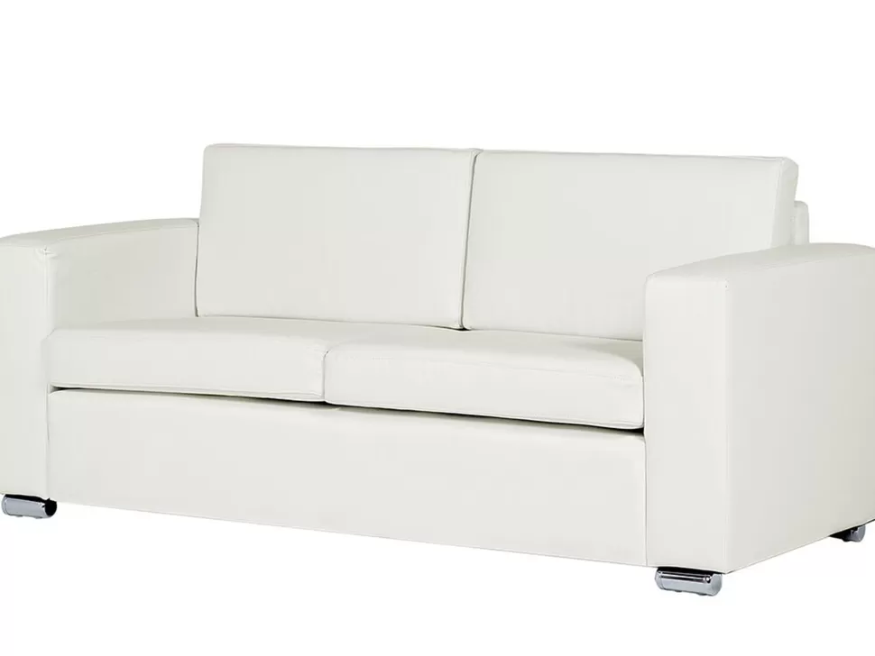 Sofas>Beliani 3 Seater Leather Sofa White Helsinki