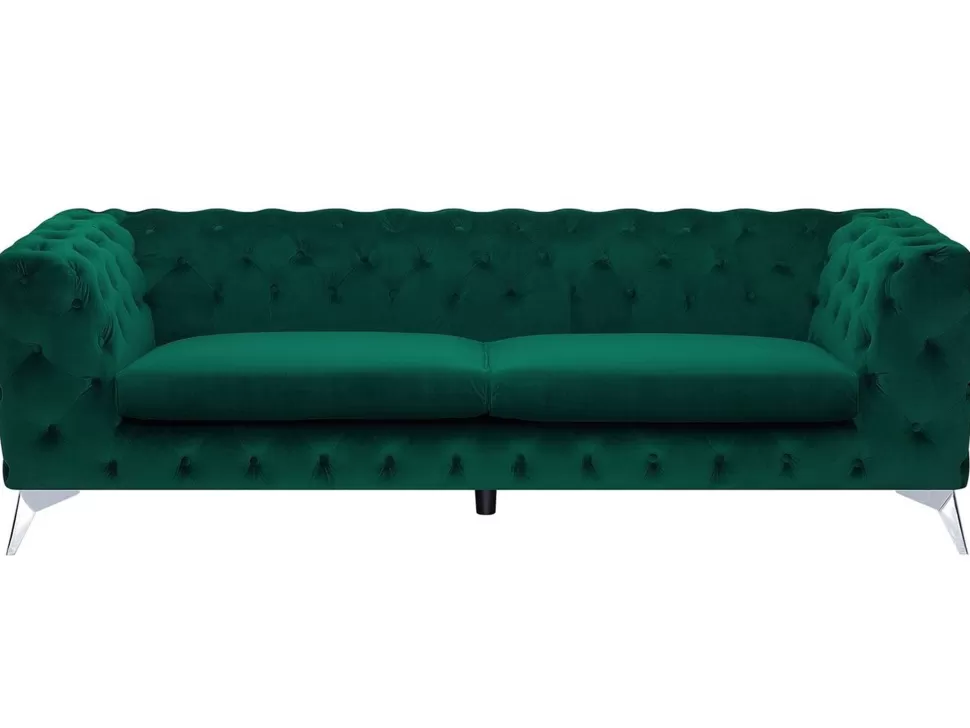 Sofas>Beliani 3 Seater Velvet Fabric Sofa Emerald Green Sotra