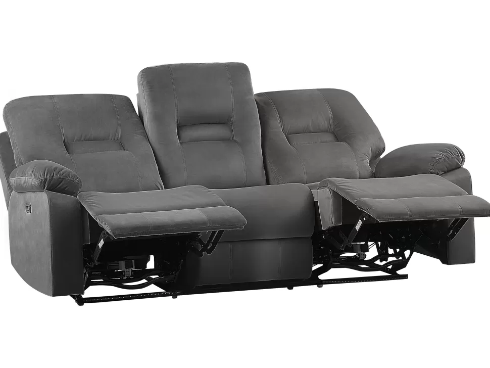 Flash Sale Beliani 3 Seater Velvet Led Electric Recliner Sofa With Usb Port Grey Bergen
